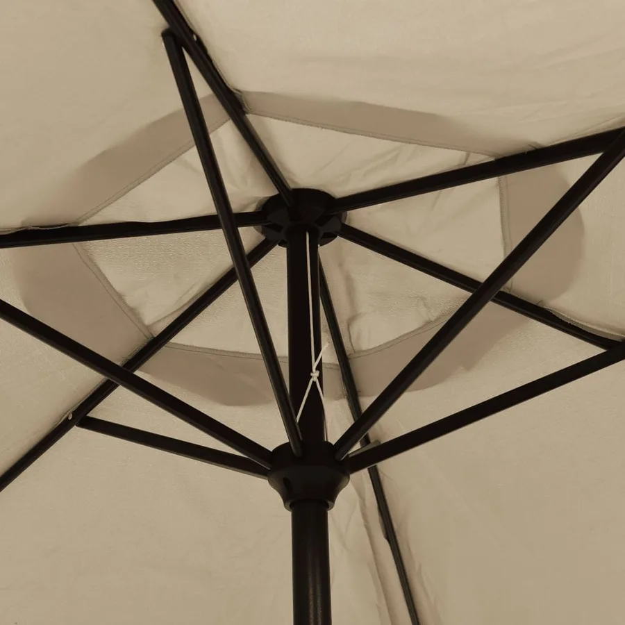 Parasol d'extérieur avec LED et mât en acier 300 cm Taupe - 6