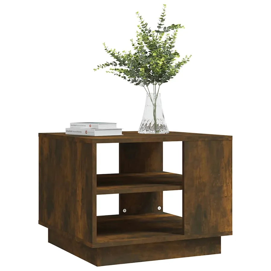 Table basse chêne fumé 55x55x43 cm bois d'ingénierie - 6