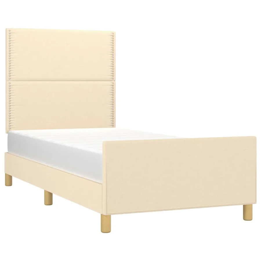 Cadre de lit sans matelas crème 90x200 cm tissu - 3