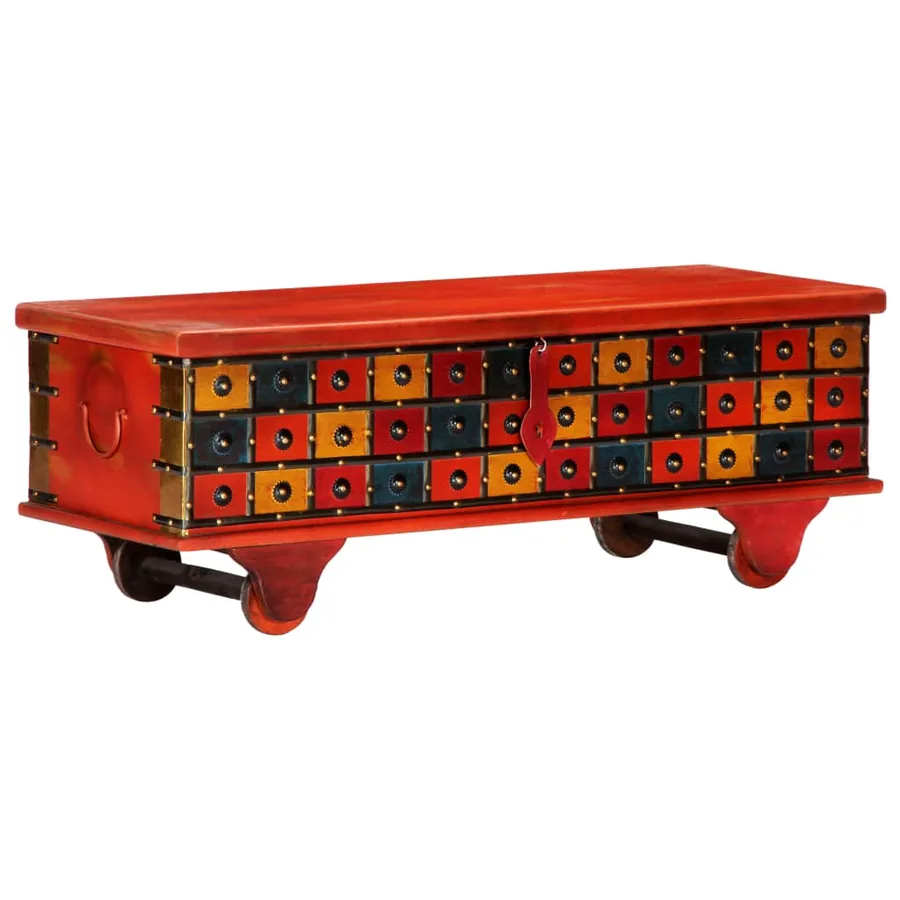 Boîte de rangement Rouge 110x40x40 cm Bois d'acacia massif