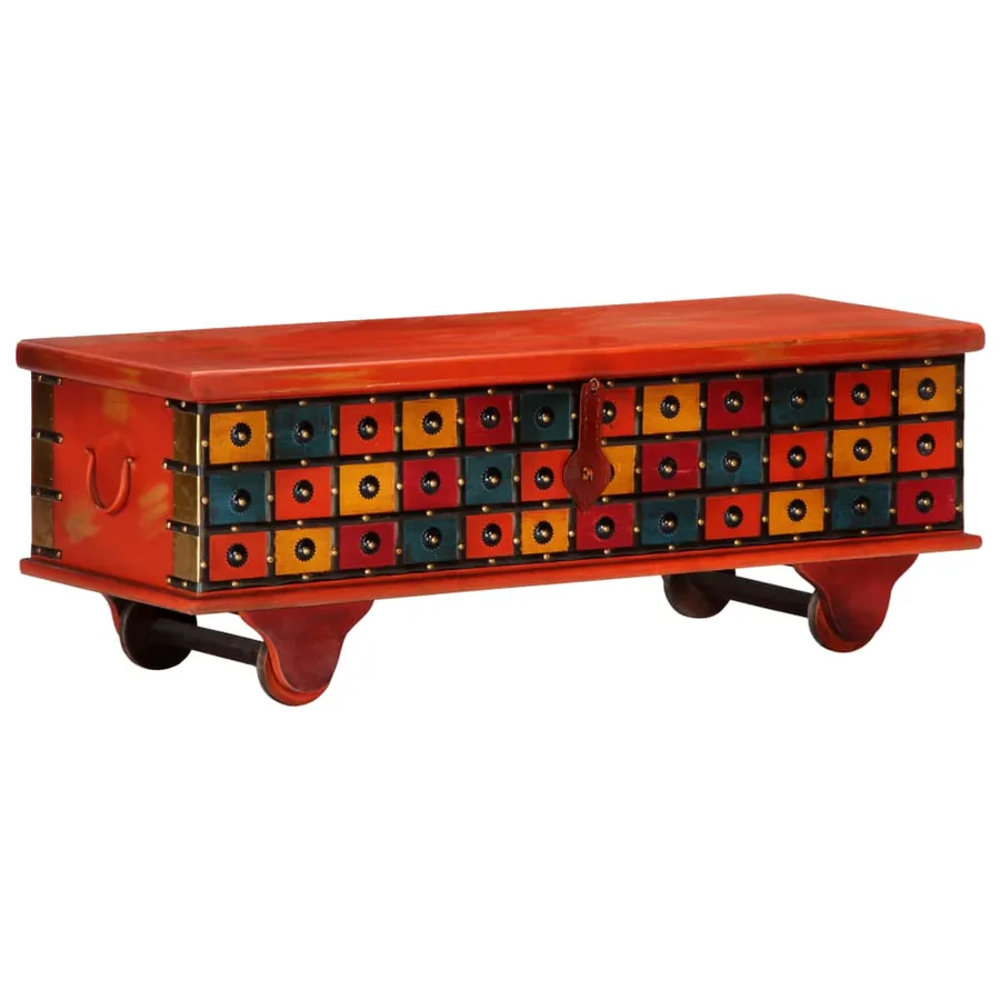 Boîte de rangement Rouge 110x40x40 cm Bois d'acacia massif - 10