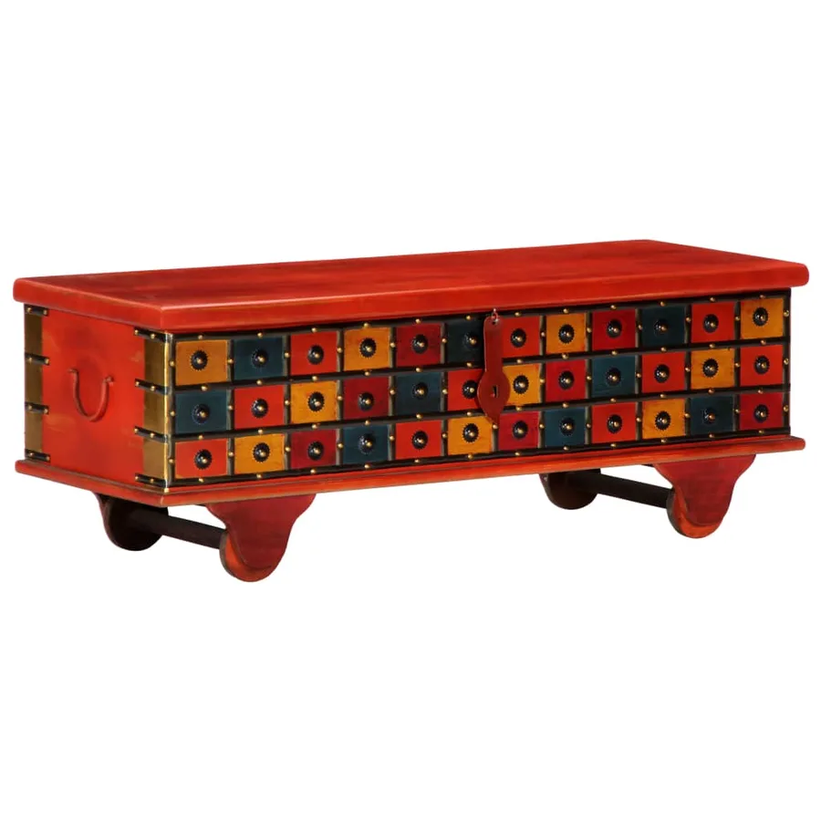 Boîte de rangement Rouge 110x40x40 cm Bois d'acacia massif - 11