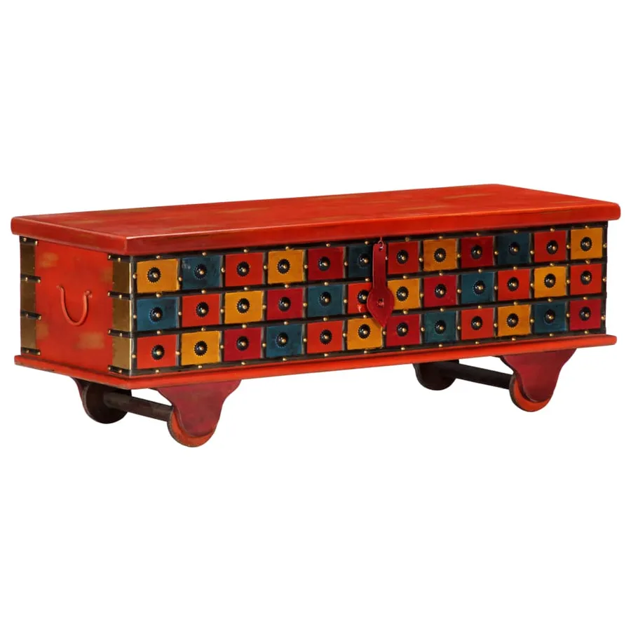 Boîte de rangement Rouge 110x40x40 cm Bois d'acacia massif - 12