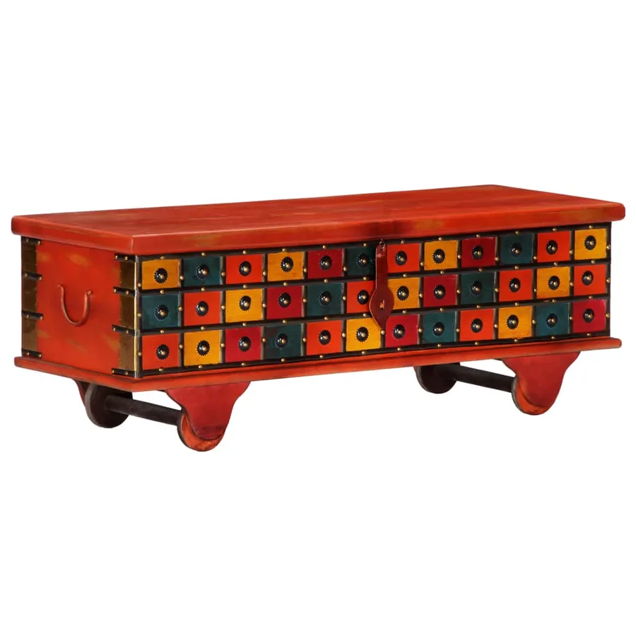 Boîte de rangement Rouge 110x40x40 cm Bois d'acacia massif - 13