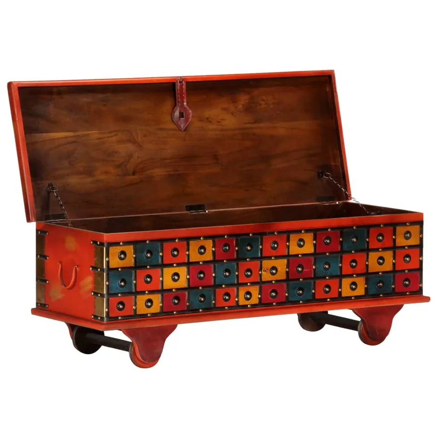 Boîte de rangement Rouge 110x40x40 cm Bois d'acacia massif - 2