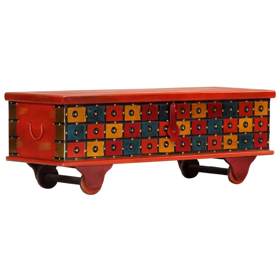 Boîte de rangement Rouge 110x40x40 cm Bois d'acacia massif - 3