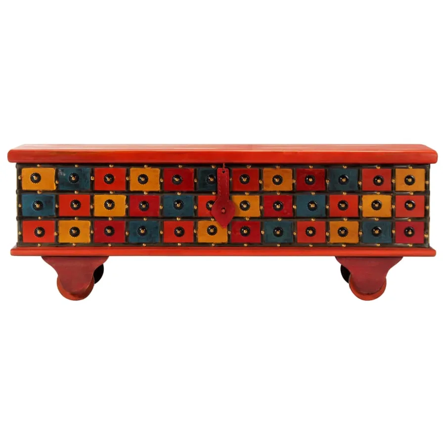 Boîte de rangement Rouge 110x40x40 cm Bois d'acacia massif - 4