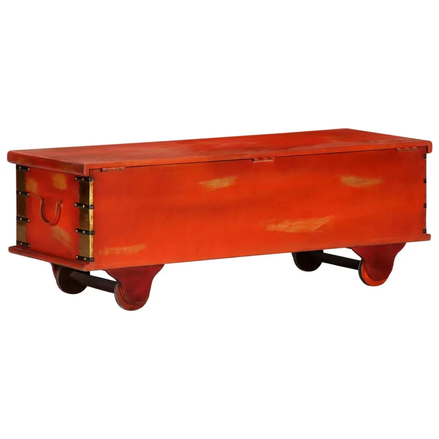 Boîte de rangement Rouge 110x40x40 cm Bois d'acacia massif - 5
