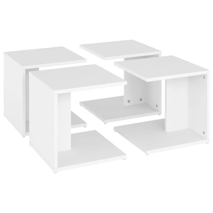 Tables basses 4 pcs blanc 33x33x33 cm bois d'ingénierie - 9
