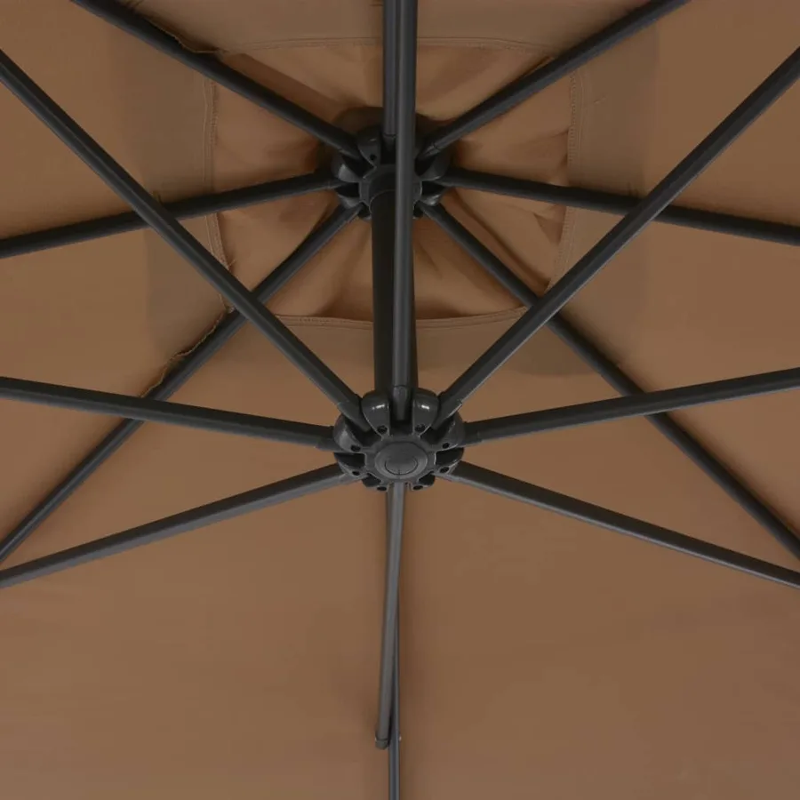 Parasol de jardin en porte-à-feux avec poteau en acier taupe - 5