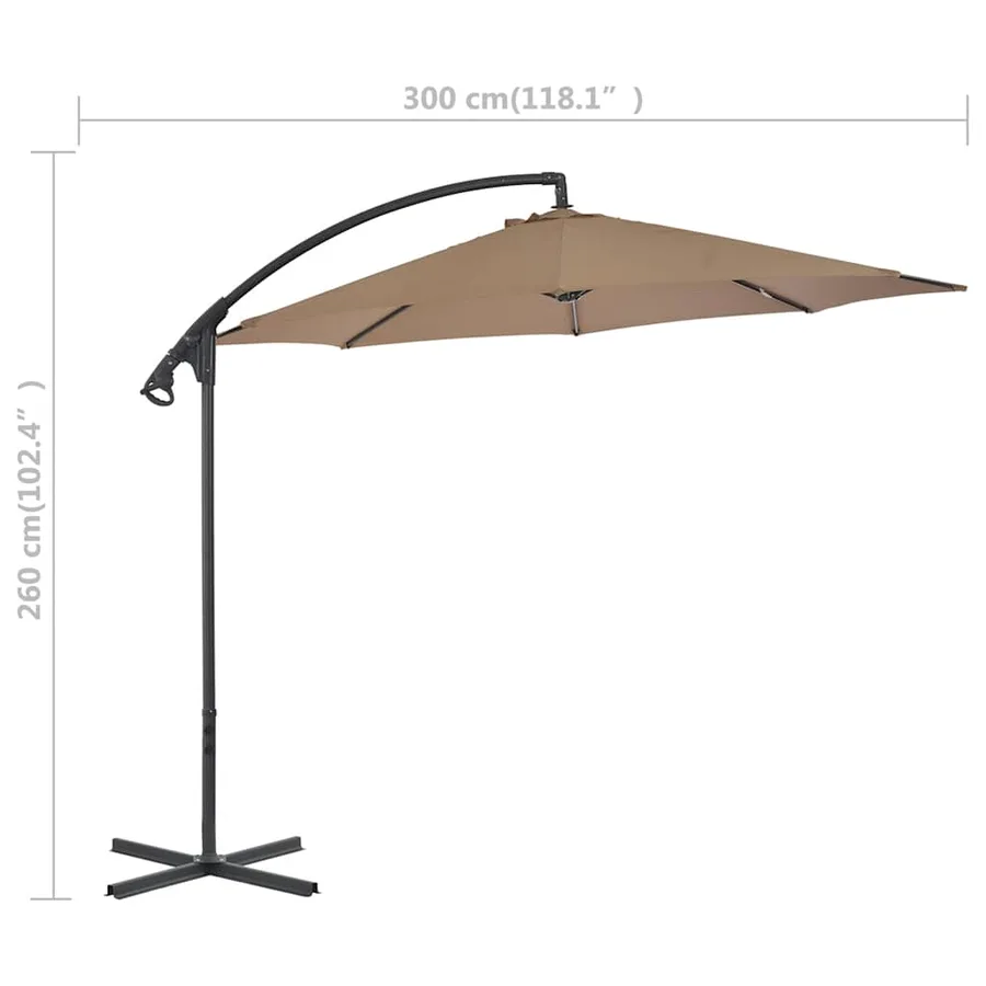 Parasol de jardin en porte-à-feux avec poteau en acier taupe - 7