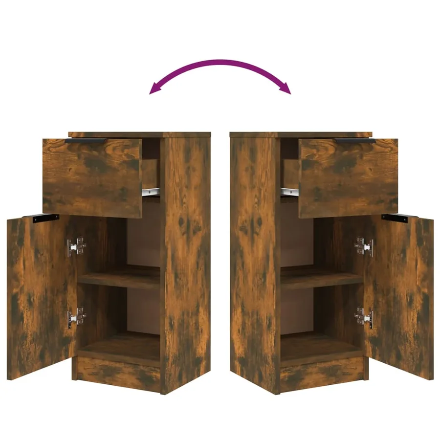 Buffets 2 pcs Chêne fumé 30x30x70 cm Bois d'ingénierie - 10