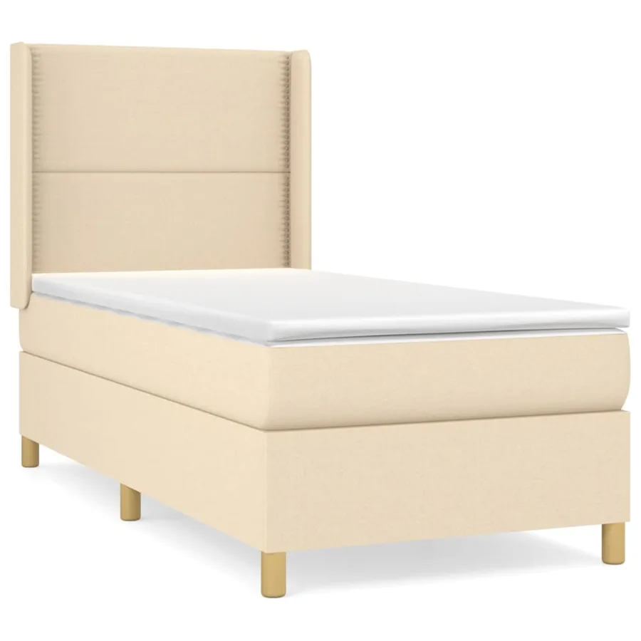 Sommier à lattes de lit avec matelas Crème 90x200 cm Tissu - 2