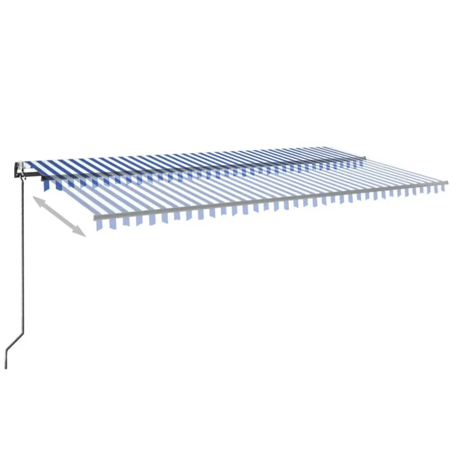 Auvent automatique capteur de vent/LED 600x300 cm Bleu et blanc - 9