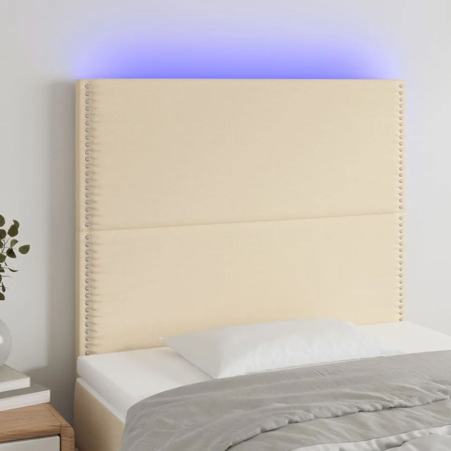 Tête de lit à LED Crème 90x5x118/128 cm Tissu