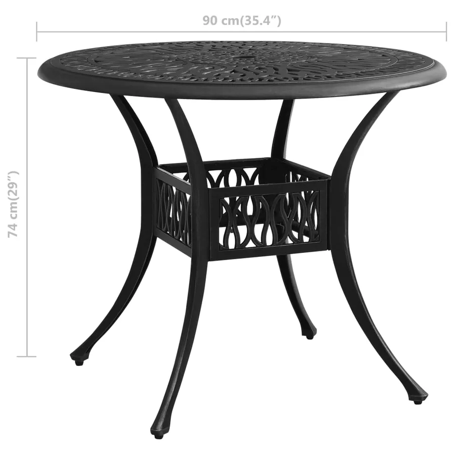 Table de jardin Noir 90x90x74 cm Aluminium coulé - 6