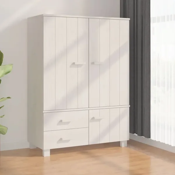 Garde-robe HAMAR Blanc 99x45x137 cm Bois massif de pin