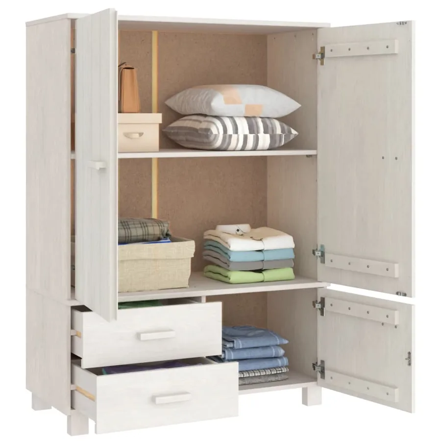 Garde-robe HAMAR Blanc 99x45x137 cm Bois massif de pin - 6