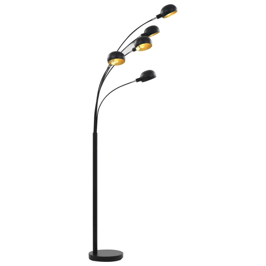 Lampadaire 200 cm 5 x E14 Noir et doré - 4