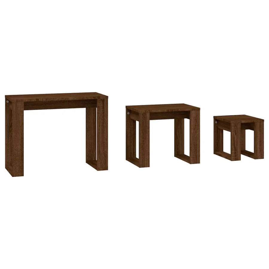 Tables gigognes 3 pcs Chêne marron Bois d'ingénierie - 2