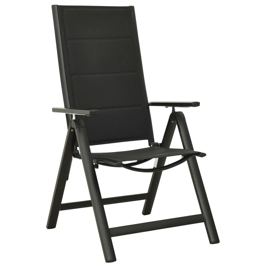 Chaises pliables de jardin lot de 2 Textilène et aluminium Noir - 2