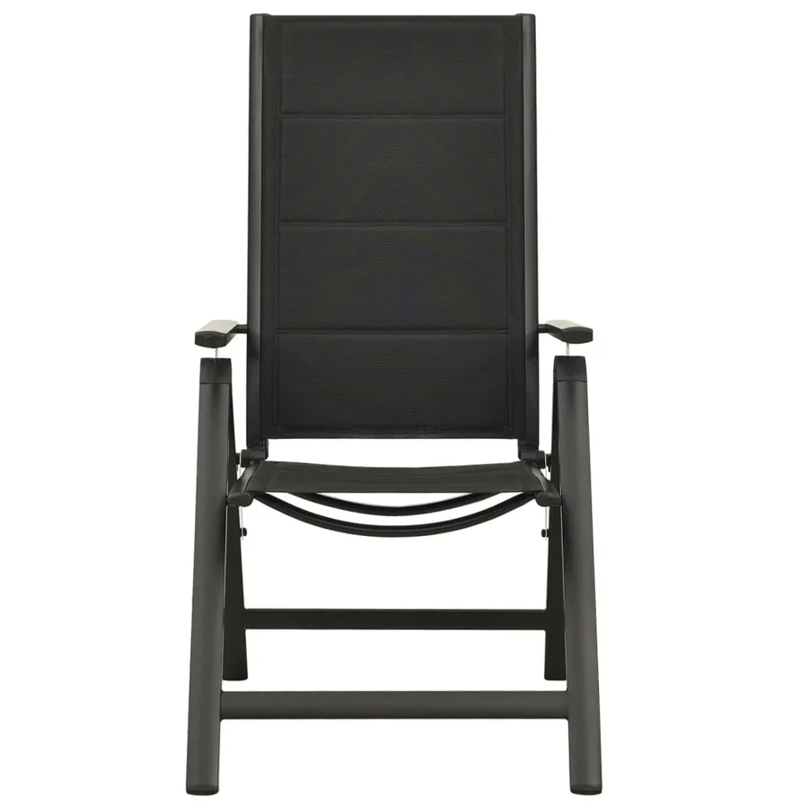 Chaises pliables de jardin lot de 2 Textilène et aluminium Noir - 3