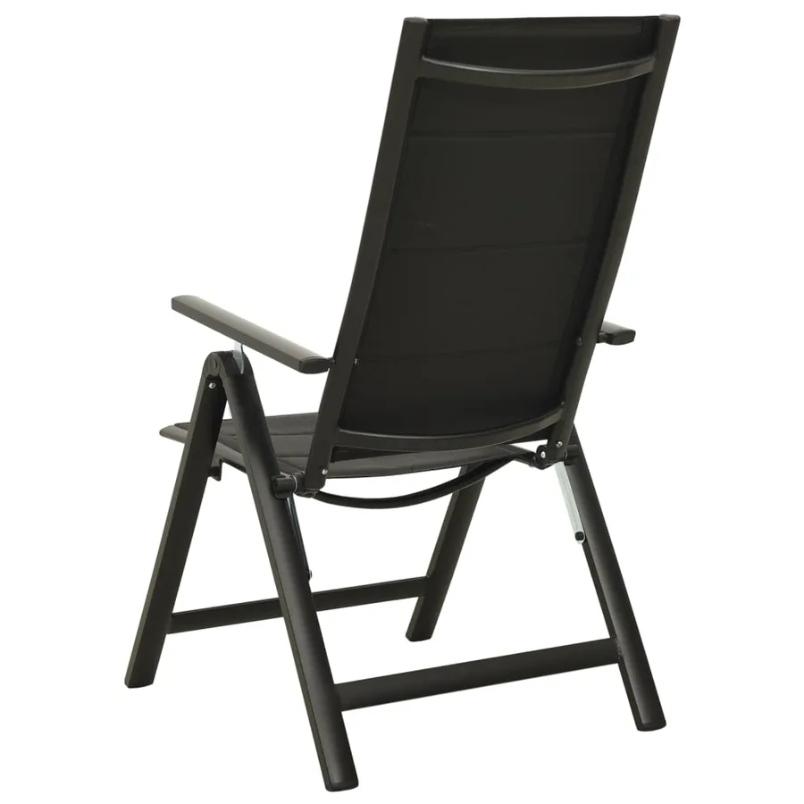 Chaises pliables de jardin lot de 2 Textilène et aluminium Noir - 4