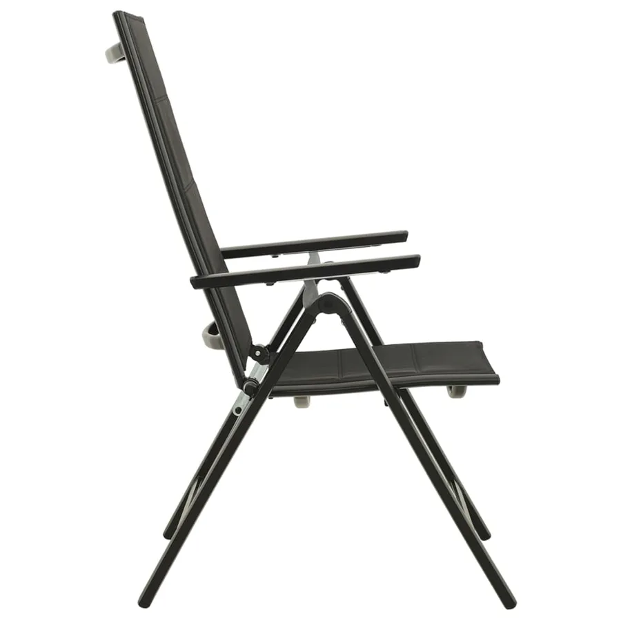 Chaises pliables de jardin lot de 2 Textilène et aluminium Noir - 5