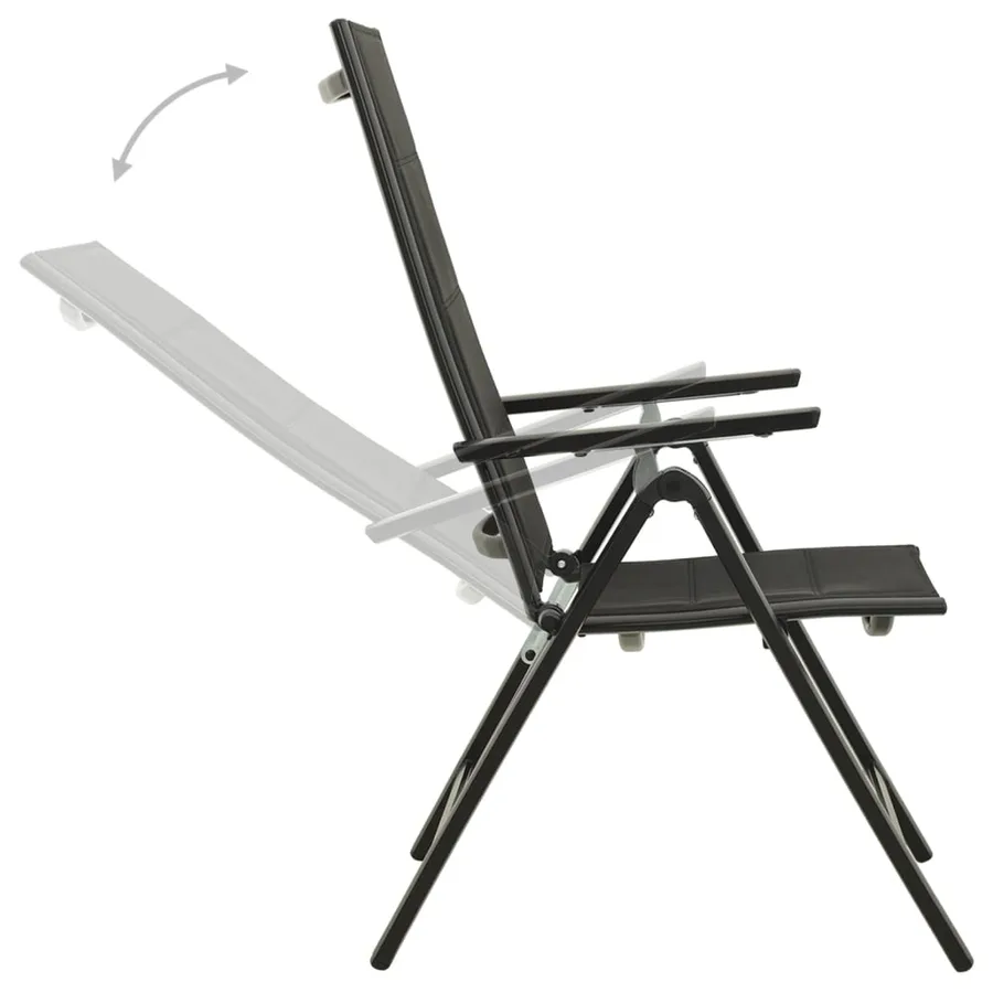 Chaises pliables de jardin lot de 2 Textilène et aluminium Noir - 6