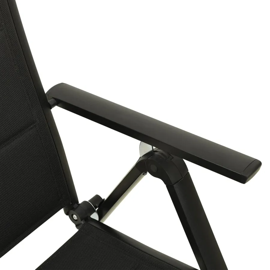 Chaises pliables de jardin lot de 2 Textilène et aluminium Noir - 7