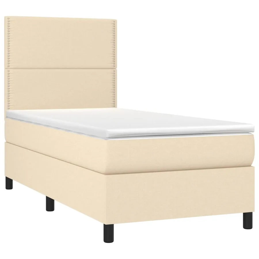 Sommier à lattes de lit et matelas et LED Crème 90x190 cm Tissu - 3