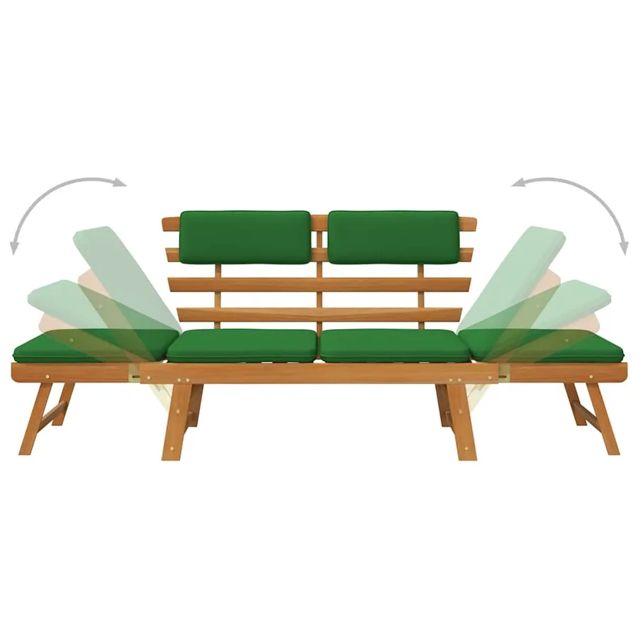 Banc de jardin avec coussins 2-en-1 190 cm Bois solide d'acacia - 6