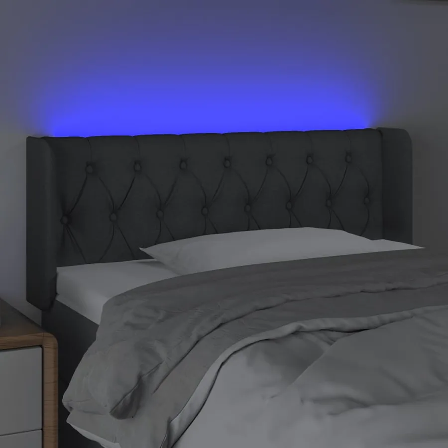 Tête de lit à LED Gris foncé 103x16x78/88 cm Tissu - 4