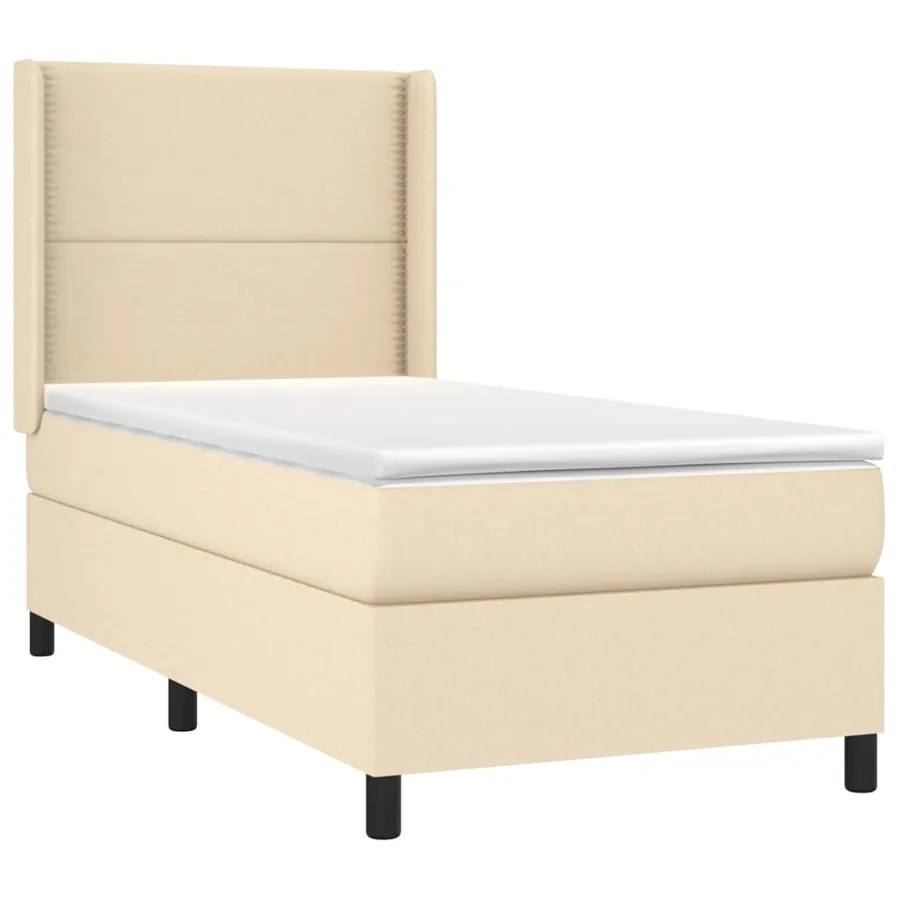 Sommier à lattes de lit matelas LED Crème 90x200 cm Tissu - 4