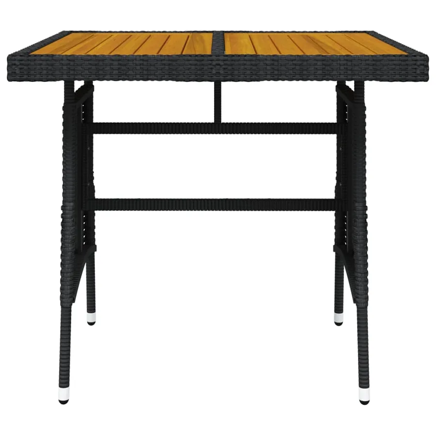 Table de jardin Noir 70x70x72 cm Résine tressée et acacia - 3