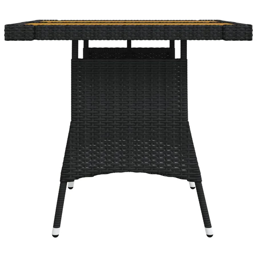 Table de jardin Noir 70x70x72 cm Résine tressée et acacia - 4