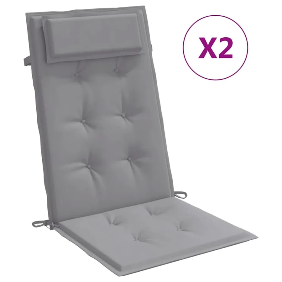 Coussins de chaise à dossier haut lot de 2 gris tissu oxford - 2