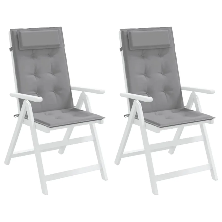 Coussins de chaise à dossier haut lot de 2 gris tissu oxford - 4