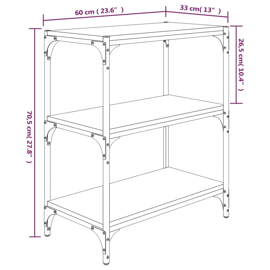 Bibliothèque Chêne Sonoma 60x33x70,5 cm Bois d'ingénierie acier - 9