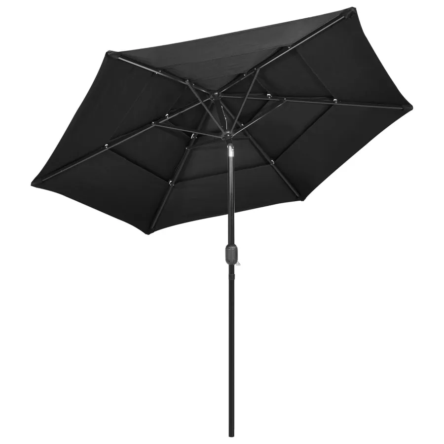 Parasol de jardin à 3 niveaux avec mât en aluminium anthracite - 3