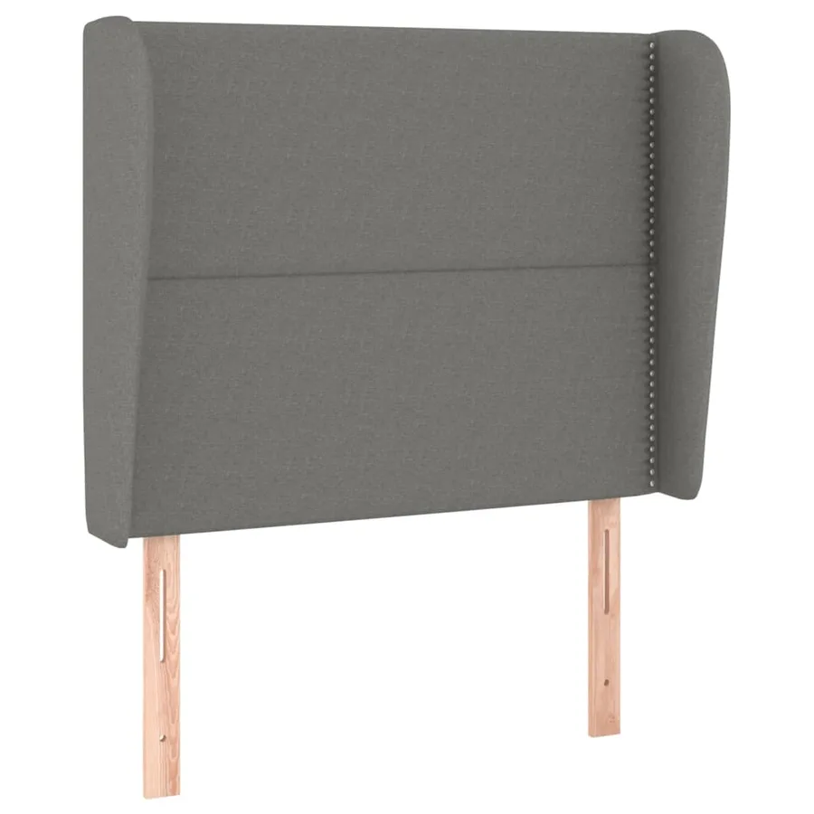 Tête de lit avec oreilles Gris foncé 93x23x118/128 cm Tissu - 2