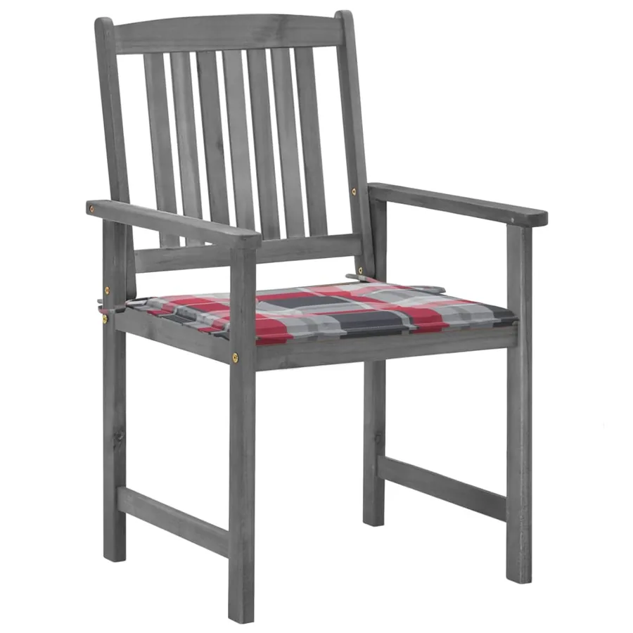 Chaises de jardin et coussins lot de 4 Gris Bois acacia massif - 3
