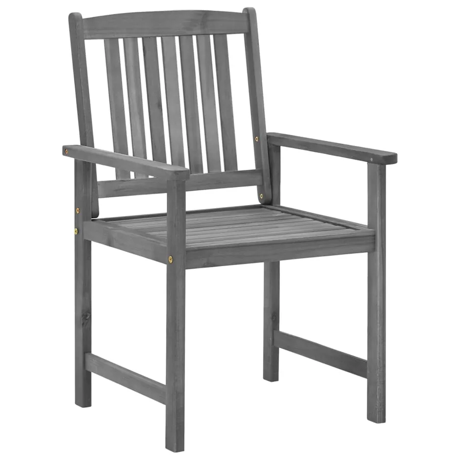 Chaises de jardin et coussins lot de 4 Gris Bois acacia massif - 4