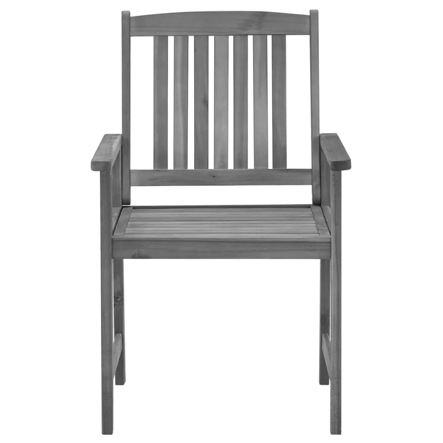 Chaises de jardin et coussins lot de 4 Gris Bois acacia massif - 5