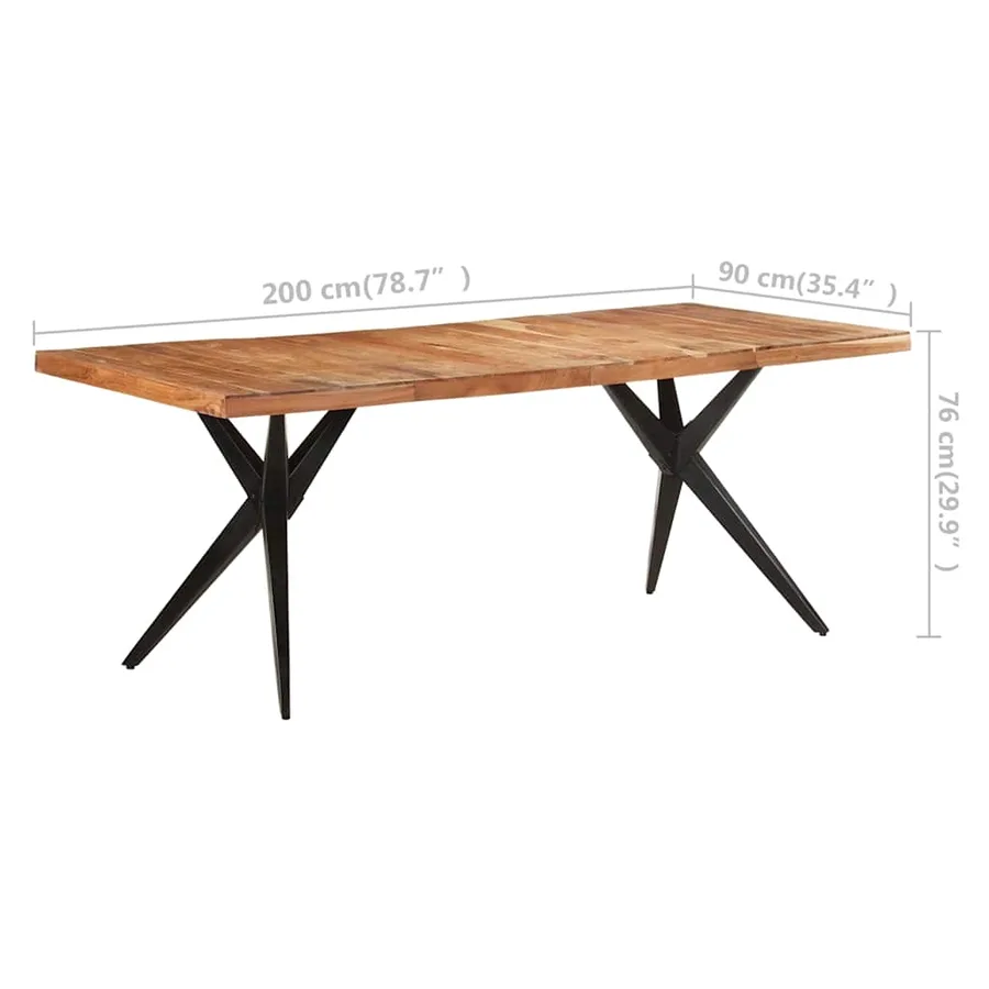 Table de salle à manger 200x90x76 cm Bois d'acacia massif - 6