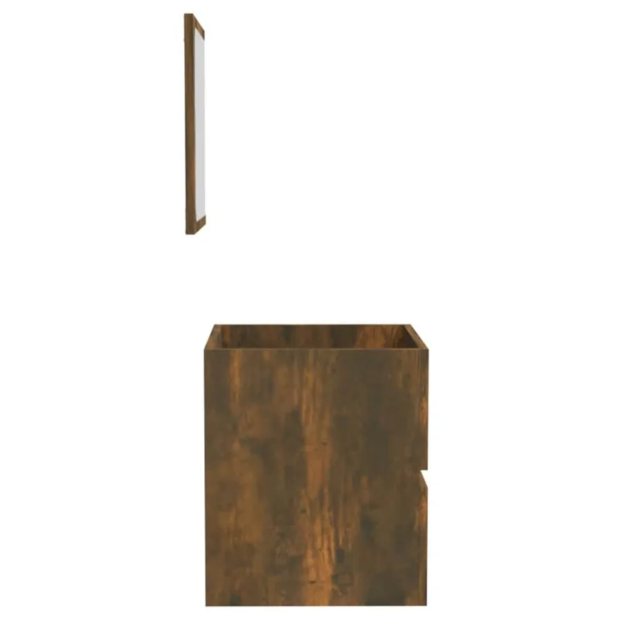 Armoire de bain avec miroir Chêne fumé Bois d'ingénierie - 7