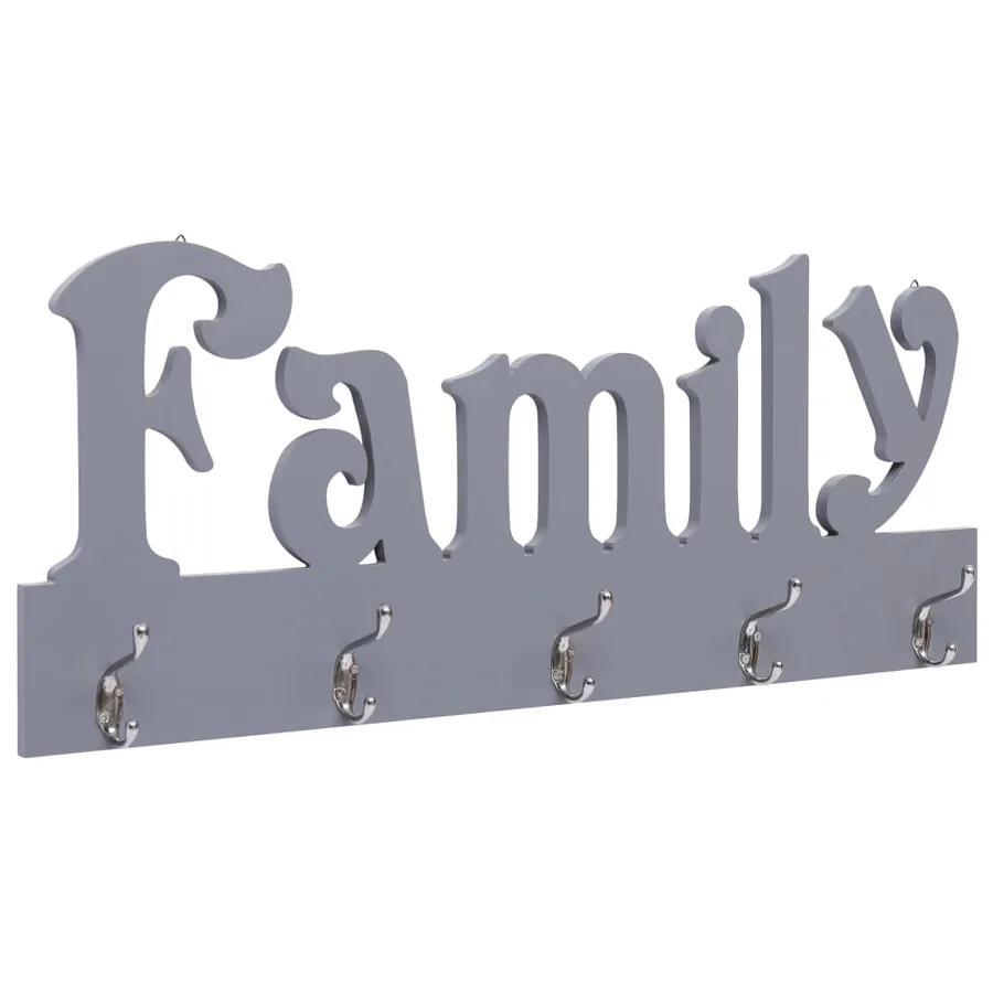 Porte-manteau mural FAMILY Gris 74x29,5 cm