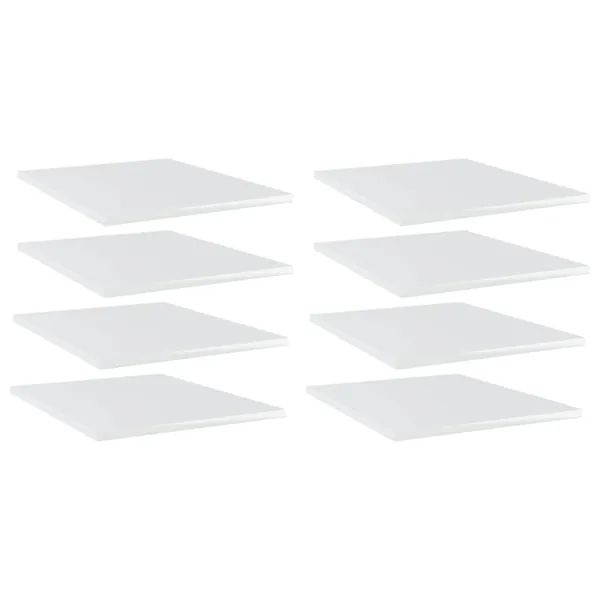 Panneaux de bibliothèque 8 pcs blanc brillant bois d’ingénierie