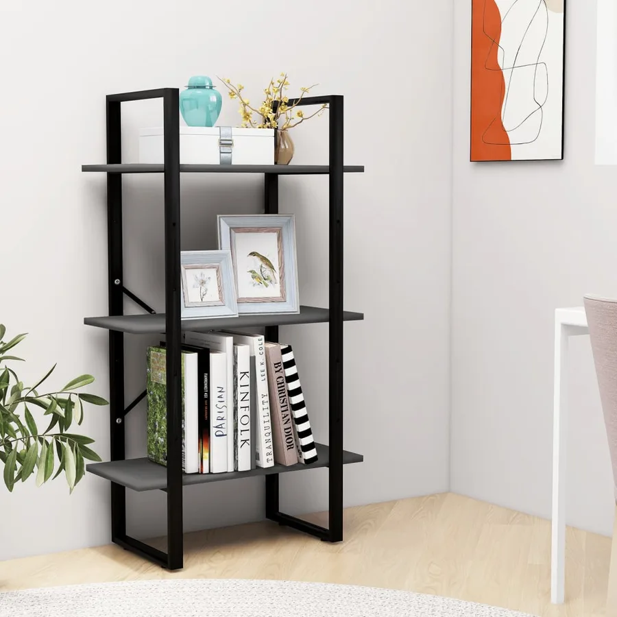 Étagère de rangement gris 60x30x105 cm bois d'ingénierie - 3
