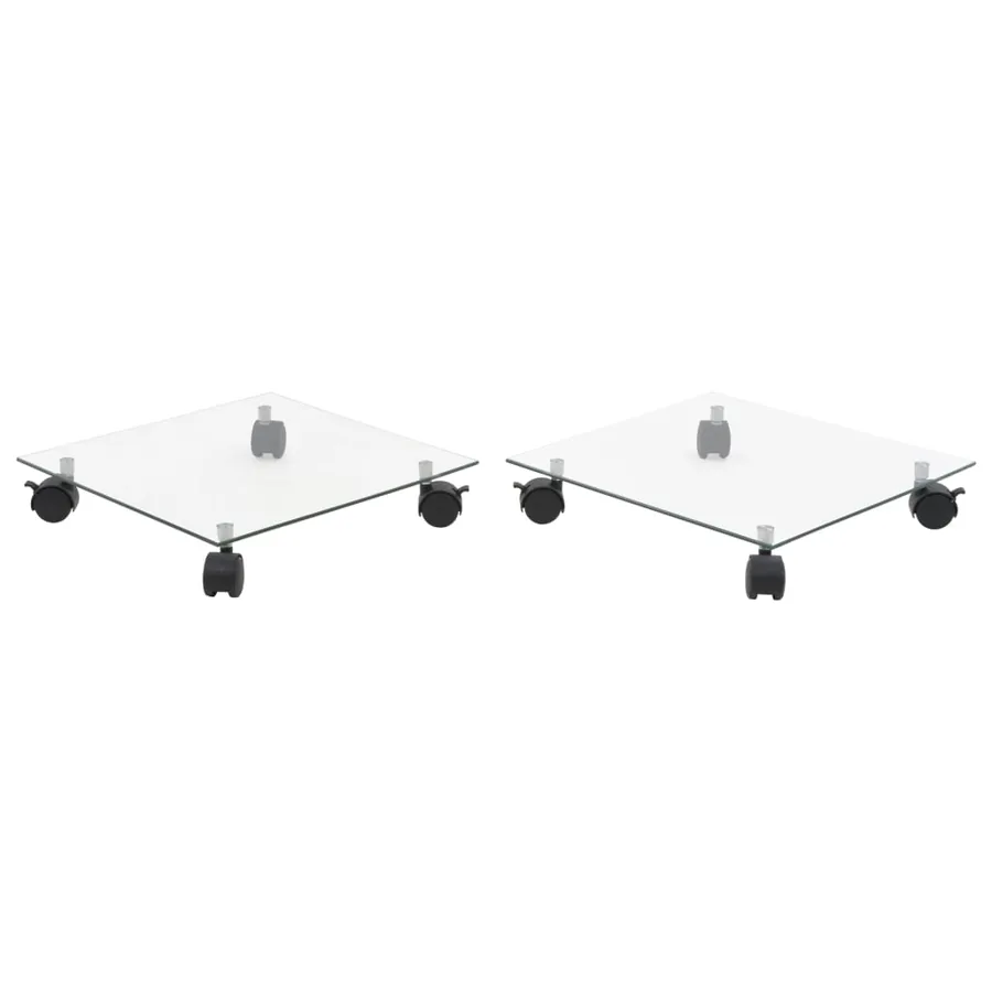 Support carré pour plantes 2 pcs Verre trempé 35 x 35 cm